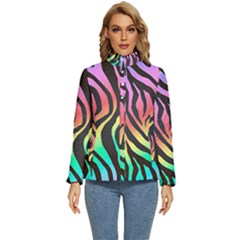 Rainbow Zebra Stripes Women s Puffer Bubble Jacket Coat