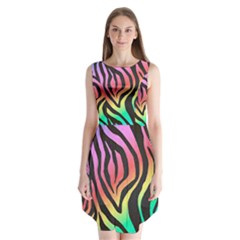 Rainbow Zebra Stripes Sleeveless Chiffon Dress   by nate14shop