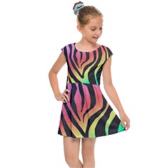 Rainbow Zebra Stripes Kids  Cap Sleeve Dress by nate14shop