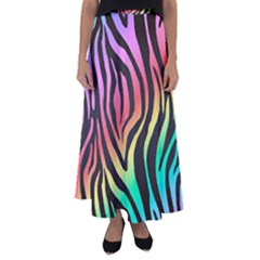 Rainbow Zebra Stripes Flared Maxi Skirt by nate14shop