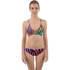 Rainbow Zebra Stripes Wrap Around Bikini Set by nate14shop