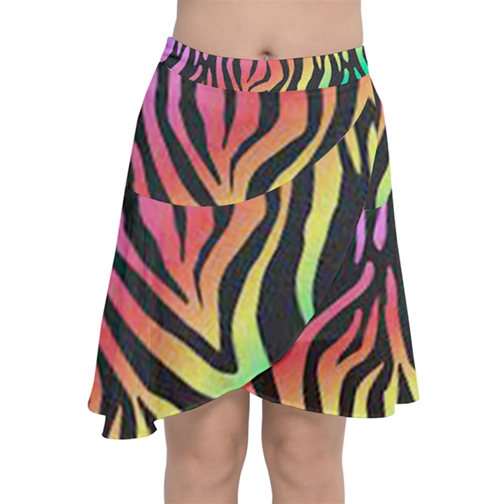 Rainbow Zebra Stripes Chiffon Wrap Front Skirt