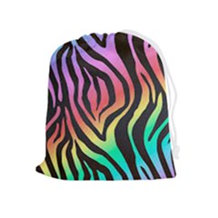 Rainbow Zebra Stripes Drawstring Pouch (xl) by nate14shop