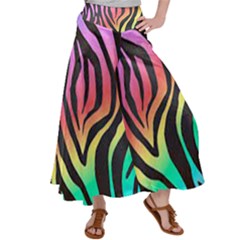 Rainbow Zebra Stripes Satin Palazzo Pants by nate14shop