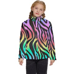 Rainbow Zebra Stripes Kids  Puffer Bubble Jacket Coat