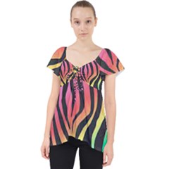 Rainbow Zebra Stripes Lace Front Dolly Top by nate14shop