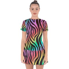 Rainbow Zebra Stripes Drop Hem Mini Chiffon Dress by nate14shop