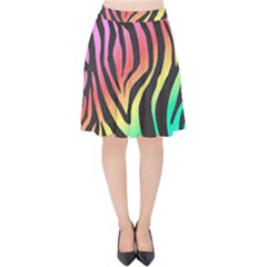 Rainbow Zebra Stripes Velvet High Waist Skirt by nate14shop