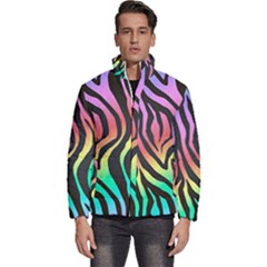 Rainbow Zebra Stripes Men s Puffer Bubble Jacket Coat