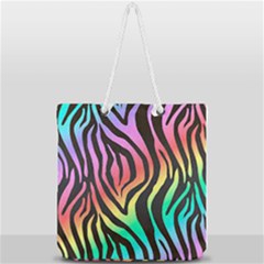 Rainbow Zebra Stripes Full Print Rope Handle Tote (large) by nate14shop