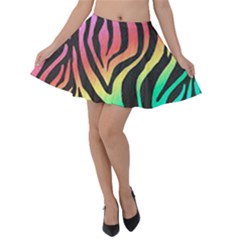 Rainbow Zebra Stripes Velvet Skater Skirt by nate14shop