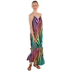 Rainbow Zebra Stripes Cami Maxi Ruffle Chiffon Dress by nate14shop