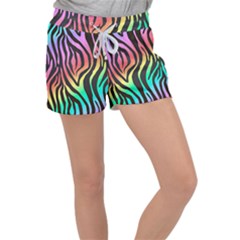 Rainbow Zebra Stripes Velour Lounge Shorts by nate14shop