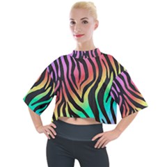 Rainbow Zebra Stripes Mock Neck Tee by nate14shop