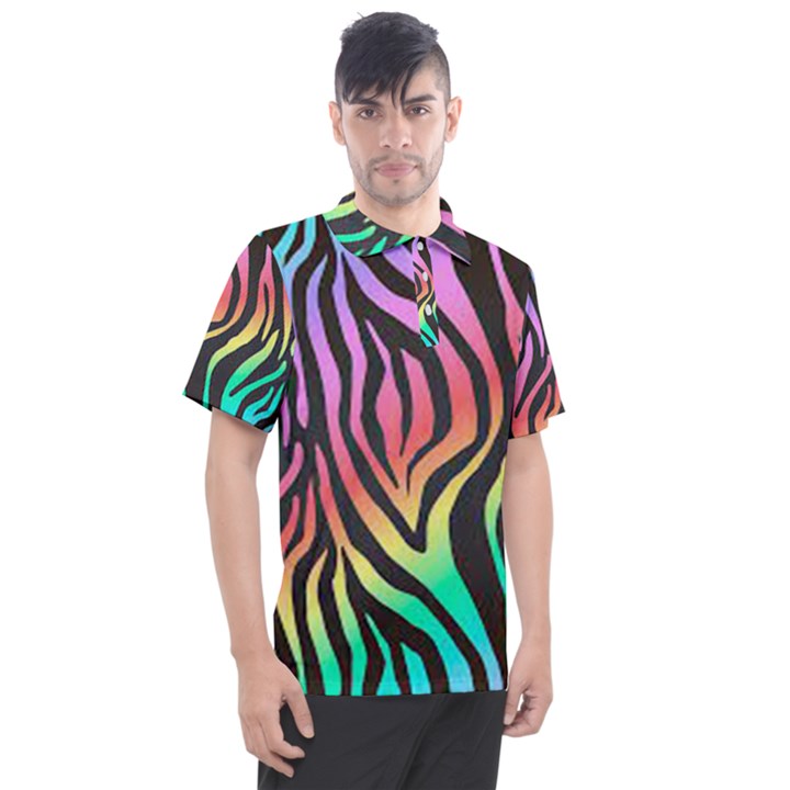 Rainbow Zebra Stripes Men s Polo Tee