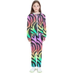 Rainbow Zebra Stripes Kids  Tracksuit by nate14shop