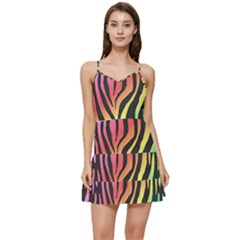 Rainbow Zebra Stripes Short Frill Dress