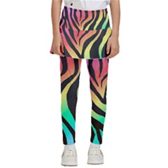 Rainbow Zebra Stripes Kids  Skirted Pants