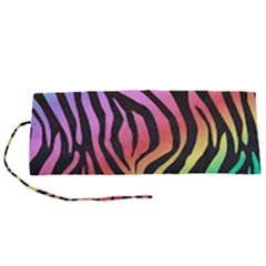 Rainbow Zebra Stripes Roll Up Canvas Pencil Holder (s) by nate14shop