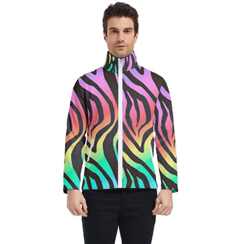 Rainbow Zebra Stripes Men s Bomber Jacket by nate14shop