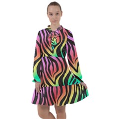 Rainbow Zebra Stripes All Frills Chiffon Dress by nate14shop