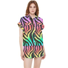 Rainbow Zebra Stripes Chiffon Lounge Set by nate14shop