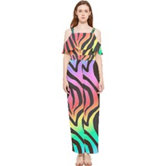 Rainbow Zebra Stripes Draped Sleeveless Chiffon Jumpsuit by nate14shop