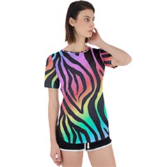 Rainbow Zebra Stripes Perpetual Short Sleeve T-shirt by nate14shop