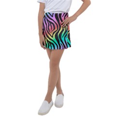 Rainbow Zebra Stripes Kids  Tennis Skirt