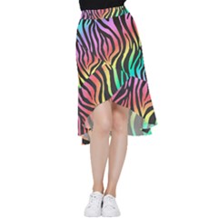 Rainbow Zebra Stripes Frill Hi Low Chiffon Skirt by nate14shop