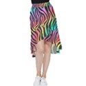 Rainbow Zebra Stripes Frill Hi Low Chiffon Skirt View1