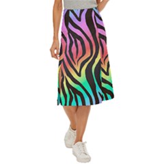 Rainbow Zebra Stripes Midi Panel Skirt by nate14shop