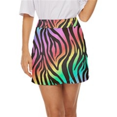 Rainbow Zebra Stripes Mini Front Wrap Skirt