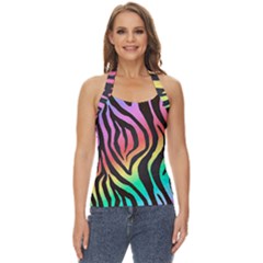 Rainbow Zebra Stripes Basic Halter Top