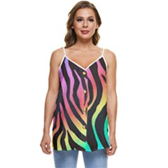 Rainbow Zebra Stripes Casual Spaghetti Strap Chiffon Top