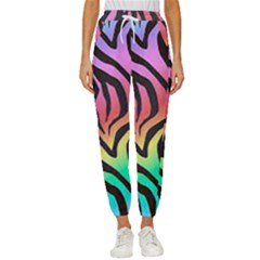 Rainbow Zebra Stripes Cropped Drawstring Pants