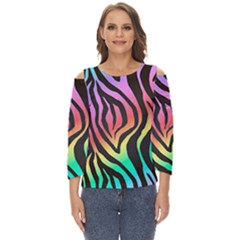 Rainbow Zebra Stripes Cut Out Wide Sleeve Top