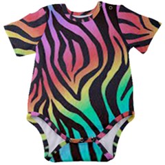 Rainbow Zebra Stripes Baby Short Sleeve Onesie Bodysuit