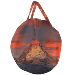 Switzerland-zermatt-mountains-snow- Giant Round Zipper Tote by Amaryn4rt