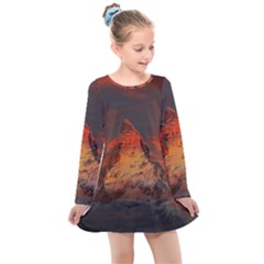 Switzerland-zermatt-mountains-snow- Kids  Long Sleeve Dress