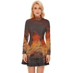 Switzerland-zermatt-mountains-snow- Long Sleeve Velour Longline Dress