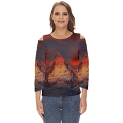 Switzerland-zermatt-mountains-snow- Cut Out Wide Sleeve Top