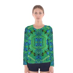 Vines Of Beautiful Flowers On A Painting In Mandala Style Women s Long Sleeve Tee