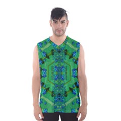 Vines Of Beautiful Flowers On A Painting In Mandala Style Men s Basketball Tank Top by pepitasart