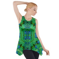 Vines Of Beautiful Flowers On A Painting In Mandala Style Side Drop Tank Tunic by pepitasart