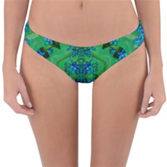 Vines Of Beautiful Flowers On A Painting In Mandala Style Reversible Hipster Bikini Bottoms by pepitasart