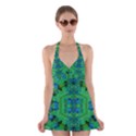 Vines Of Beautiful Flowers On A Painting In Mandala Style Halter Dress Swimsuit  View1