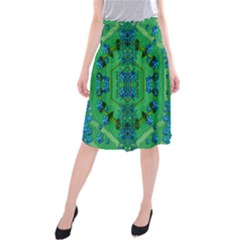 Vines Of Beautiful Flowers On A Painting In Mandala Style Midi Beach Skirt by pepitasart