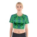 Vines Of Beautiful Flowers On A Painting In Mandala Style Cotton Crop Top View1