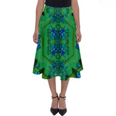 Vines Of Beautiful Flowers On A Painting In Mandala Style Perfect Length Midi Skirt by pepitasart